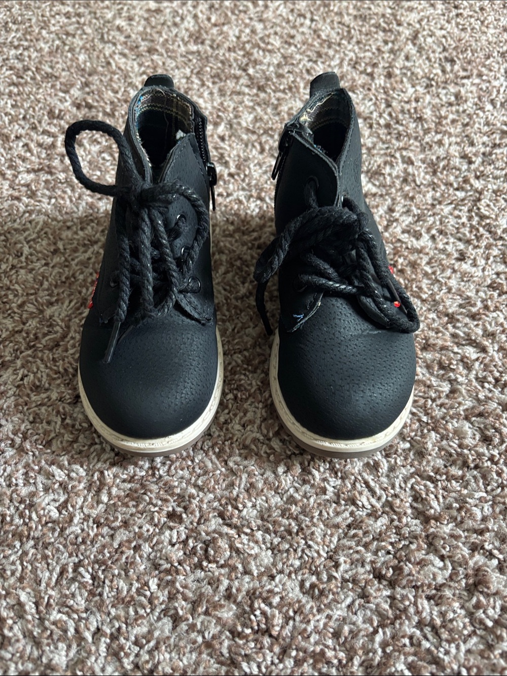 Kids Black Lace-Up Casual Boots